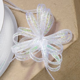 Ziehschleifenband schillernd weiß - 25 Meter