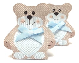 Geschenkschachtel Bärchen blau - 6x4x12 cm, 5 Stück