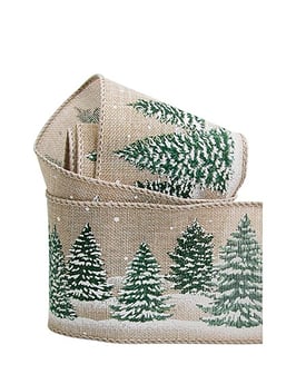 Motivband "Winterlandschaft" mit Drahtrand 60mm - 2 Meter