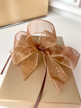 Glitzerndes Chiffon Geschenkband braun/gold - 5 Meter