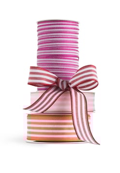 Geschenkband Streifen pink-weiß 40mm - 5 Meter