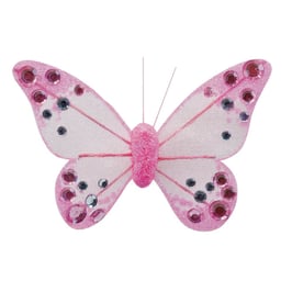 Organza Schmetterling mit Clip in rosa