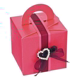 Geschenkbox mit Henkel pink, 10 St. - 6,5x6,5x6,5 cm