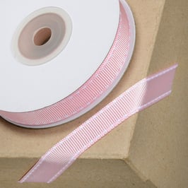 Ripsband rosa mit weißer Ziernaht - 10 Meter