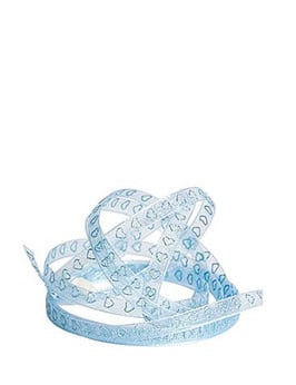 Chiffonband hellblau mit blauen Glitzer Herzen 7mm - 5 Meter