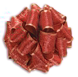 Ziehschleifenband metallic-rot mit Goldrand 25mm - 5 Meter