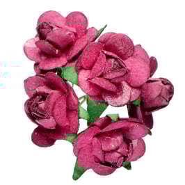 60 Mini Papier Rosen weinrot