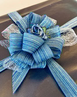 Ziehschleifenband metallic blau 40mm - 5 Meter