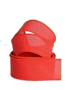 Uniband Leinenimitat rot 40mm mit Draht - 2 Meter