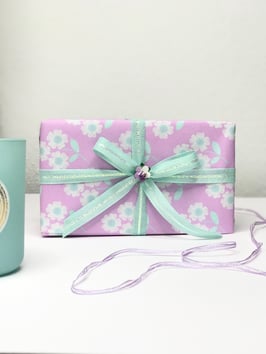 Geschenkband türkis-grün mit Glitzerstreifen - 5 Meter