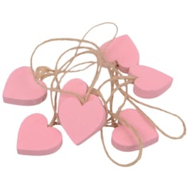 Kleines Holzherz mit Juteschnur rosa - 6 Stück