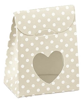 Kleine Geschenkbox Herz Dots grau - 6x3,5x8 cm 10 Stück