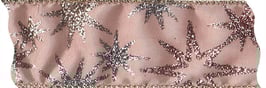Drahtband rosa mit Glitzer Sternen - 2 Meter