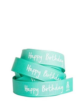 Ripsband "Happy Birthday" grün, 5 Meter