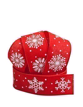 Taftband rot 25mm "Schneeflocke" - 3 Meter