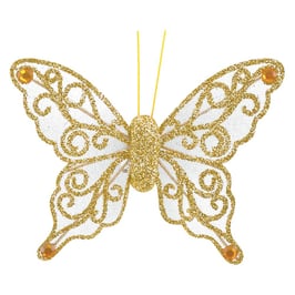 Organza Schmetterling mit Clip in gold