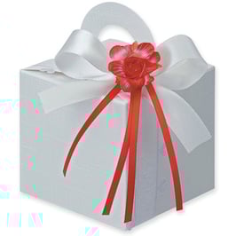 Geschenkbox weiß mit Henkel, 10 St.- 6,5x6,5x6,5 cm