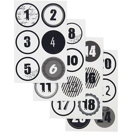 Adventskalender Zahlen Sticker schwarz-weiß