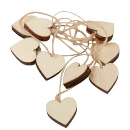Kleines Holzherz mit Juteschnur natur - 6 Stück