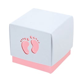 Geschenkbox Babyfüße rosa, 5 Stück - 6x6x6 cm
