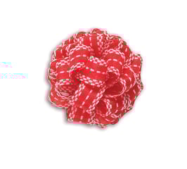 Ziehschleifenband PomPom Bow rot mit weißer Stickerei - 5 Meter