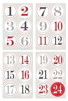Aufkleber Adventskalender-Zahlen klein