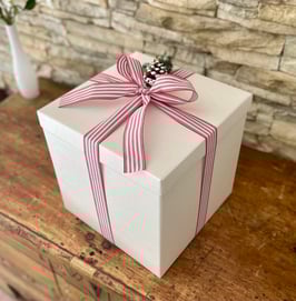 Geschenkband Streifen rot-weiß 40mm - 5 Meter