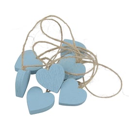 Kleines Holzherz mit Juteschnur blau - 6 Stück