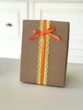 Geschenkbox Rechteck mit Deckel Natur - 22x16x4 cm