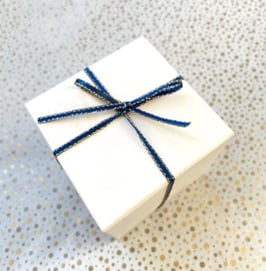 Satinband mit glitzerndem Goldrand 3mm dunkelblau/gold - 5 Meter