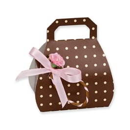 Handtaschen Schachtel Dots braun, 50 St. - 6,5x4x8 cm
