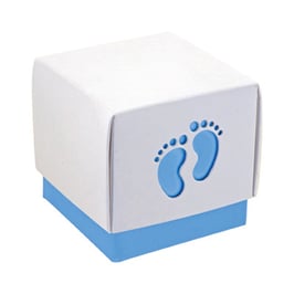 Geschenkbox Babyfüsse blau, 5 Stück - 6x6x6 cm