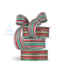 Geschenkband multicolor rot-grün - 5 Meter