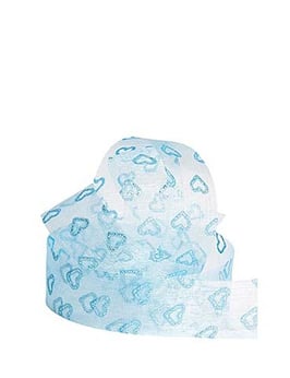 Chiffonband hellblau mit Glitzer-Herzen, 25mm, 5 Meter