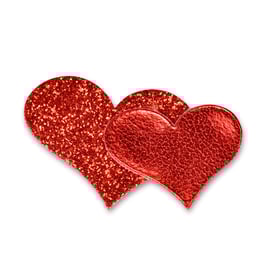 Glitzer Sticker Herzen rot, 12 St.
