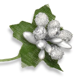 Silberne Glitzer Beeren - 12 Stück