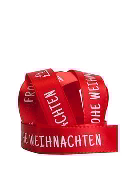 Satinband rot 15mm "Frohe Weihnachten" - 5 Meter