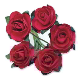 60 Mini Papier Rosen rot