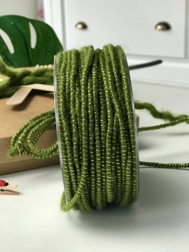 Dochtfaden mit Draht und Lurex grün - 5 Meter