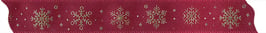 Satinband weinrot mit goldenen Schneeflocken - 3 Meter
