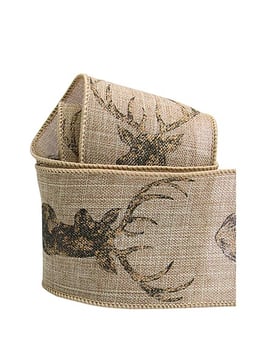 Motivband Hirsche hellbraun mit Draht 60mm - 2 Meter