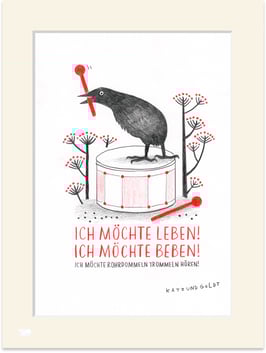 Originalzeichnung "Ich möchte leben! Ich möchte beben! Ich möchte Rohrdommeln trommeln hören!"