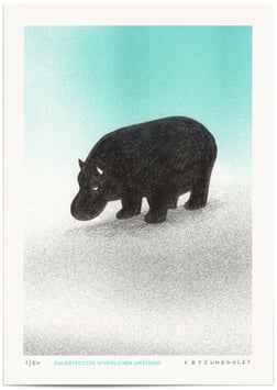 Risographie "Dauertrotzer widerlicher Umstände"