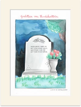 Originalzeichnung "Grabstein von Hundehalterin"