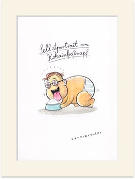 Originalzeichnung "Selbstportrait am Kokainfreßnapf"