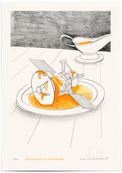 Risographie "Raumsonde in Rahmsoße"