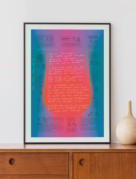 Signierte Druckgrafik "Ungeduscht, geduzt und ausgebuht"