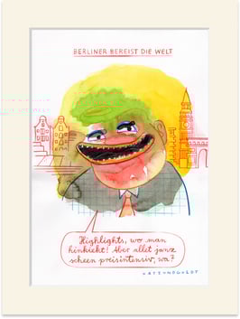 Originalzeichnung "Berliner bereist die Welt"