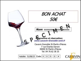 Bon d'achat valable pour tous nos Vins, Spiritueux, Bières, Accessoires