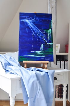 Ölgemälde – „Wasser Baum Mond“